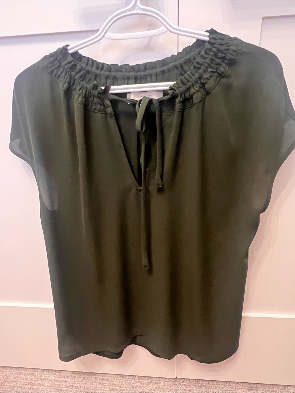 Loft short sleeve blouse, size medium, olive green colour, like new